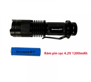 Đèn pin mini siêu sáng Lomon ST44 zoom xa gần kèm pin sạc