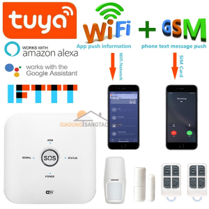 Bộ báo động chống trộm qua điện thoại Tuya wifi + sim GSM
