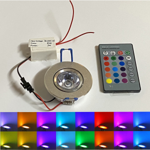 Đèn Led âm trần RGB đổi màu 3W kèm điều khiển từ xa 85-265V AC