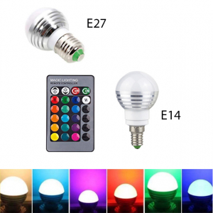 Bóng đèn led RGB đổi màu 3W kèm điều khiển từ xa